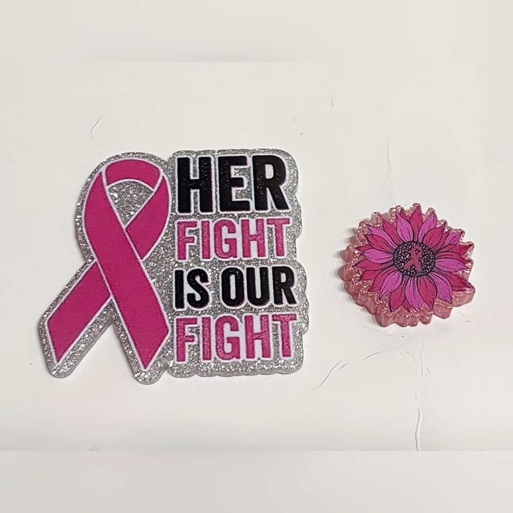 Flatback Pink Ribbon Beads Acrylic Cancer Keychain Bag Clip‎ Magnet Crafts